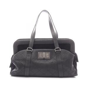 Chanel Matelasse Boston Bag Leather Pile Black